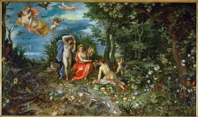 Ceres och de fyra elementen (målning på koppar) av Jan the Elder Brueghel