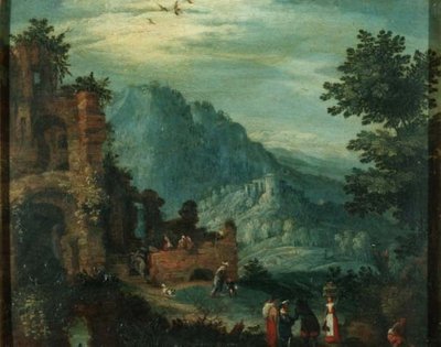 Landskap med klassiska ruiner av Jan the Elder Brueghel