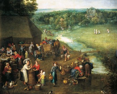 Liv på landsbygden, Detalj (målning) av Jan the Elder Brueghel