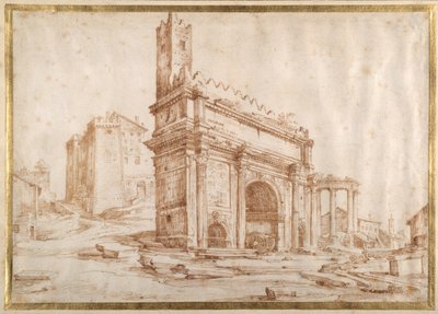 Septimus Severus båge, Rom (penna och bläck på papper) av Jan the Elder Brueghel