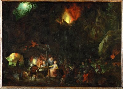 Sankt Antonius den stores frestelse (målning på koppar) av Jan the Elder Brueghel