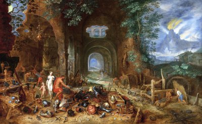 Venus vid Vulcans smedja, 1606-23 (olja på ekpanel) av Jan the Elder Brueghel