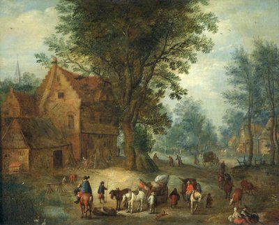Village Scene, ca 1640-60 (olja på koppar) av Jan the Elder Brueghel