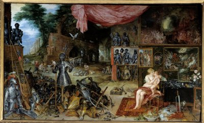 röra vid honom. Allegori över de fem sinnena Målning av Jan I Brueghel Dit De Velours (1568-1625) Ec. Flam av Jan the Elder Brueghel