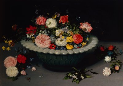Blomsterstilleben (olja på panel) av Jan the Younger Brueghel