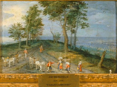 Landskap med bönder ... (olja på duk) av Jan the Younger Brueghel