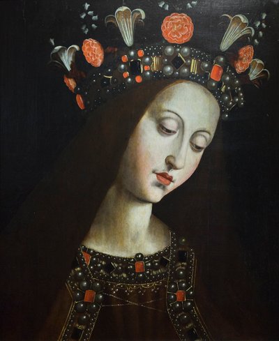 Den krönta jungfrun, efter Hubert och Jan van Eyck (olja på trä) av Jan van (after) Eyck