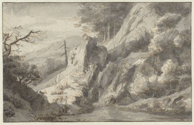 Bergslandskap med dött barrträd av Jan van Aken
