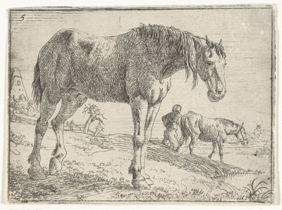stående häst Landskap med hästar (serietitel) av Jan van Aken