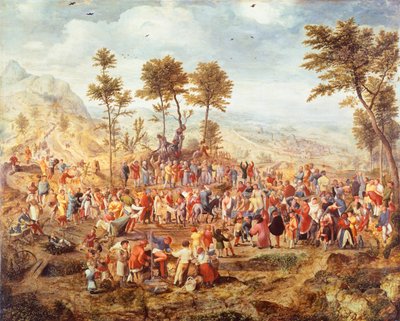 Kristus kommer in i Jerusalem av Jan van Amstel (cirka 1500-1542), blandad media på trä, cirka 1540 av Jan van Amstel