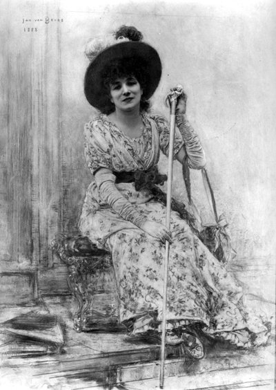 Porträtt av Sarah Bernhardt (1844-1923) av Jan van Beers