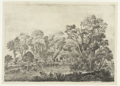 Landskap med en gård nära en damm Landskap (serietitel) av Jan van Brosterhuyzen