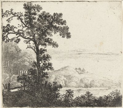 Landskap med träd vid en flodstrand av Jan van Brosterhuyzen