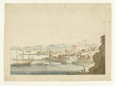 Utsikt över en italiensk hamn av Jan van Call (I)