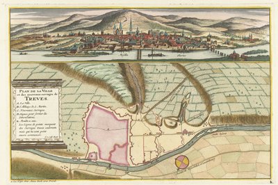 Karta över Trier, 1704 Plan de la Ville et: Chateau: de Traarbach (titel på objekt) av Jan van Call (II)