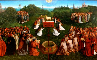 Lammets tillbedjan från Ghent-altartavlan av Jan van Eyck