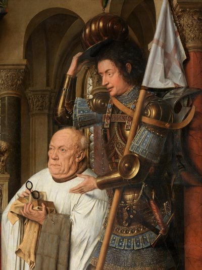 Detalj av jungfrun och barnet med kanon Joris van der Paele av Jan van Eyck