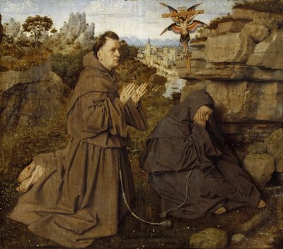 Saint Francis of Assisi tar emot Stigmata, ca 1430. av Jan van Eyck