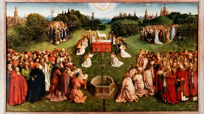Gents altartavla. Tillbedjan av det mystiska lammet, 1432. av Jan van Eyck