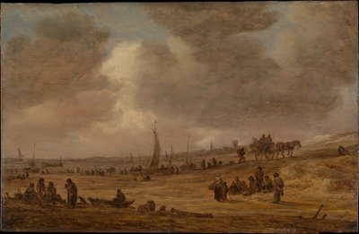 En strand med fiskebåtar av Jan van Goyen
