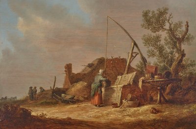 Ett landskap med en kvinna vid en brunn av Jan van Goyen