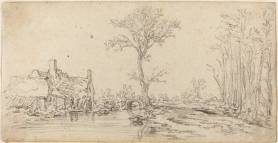 Stuga vid en flod av Jan van Goyen