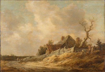Grusväg med bondgård och plankstaket av Jan van Goyen