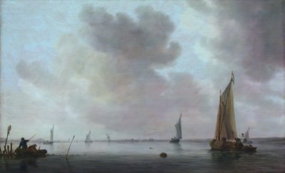 Fiskebåtar utanför en mynning, 1633. av Jan van Goyen