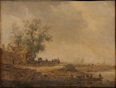 Stoppet framför värdshuset av Jan van Goyen