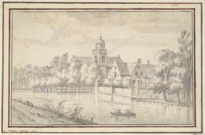 Utsikt över slottet och huset vid floden av Jan van Goyen