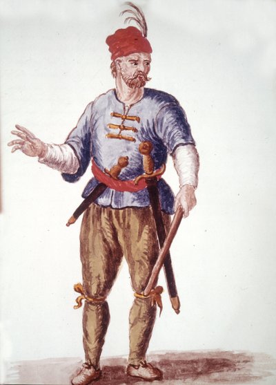 Ett galleri på 1700-talet. Akvarellteckning och tusch från manuskriptet "Venitianernas seder"" av Jan van Grevenbroeck (eller Giovanni Grevembroch (Grevenbroch) (1731-1807) av Jan van Grevenbroeck