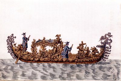 En kunglig gondol. Akvarellteckning och tusch från manuskriptet "Venitianernas seder"" av Jan van Grevenbroek (eller Giovanni Grevenbroich (Grevenbroich) (1731-1807) av Jan van Grevenbroeck