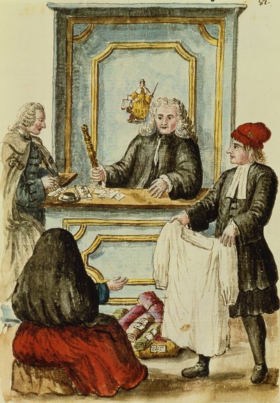 En auktion (wc på papper) av Jan van Grevenbroeck