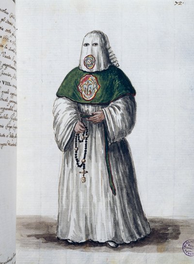 Kristi rösträtts brödraskap, grundat i kyrkan San Giovanni in Oleo i Venedig, slås samman med brödraskapet San Rocco i Rom 1621, volym II f 72, av Giovanni di Grevembroch eller Grevenbroch (1731-1807) av Jan van Grevenbroeck