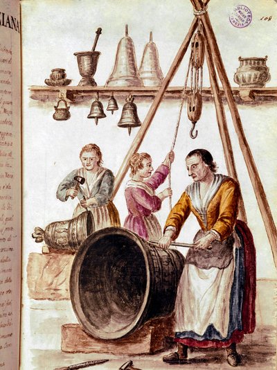 Hantverk: klockmakaren Akvarellteckning och tusch från ett manuskript av Jan van Grevenbroeck (eller Giovanni Grevembroch (Grevenbroch) (1731-1807) av Jan van Grevenbroeck