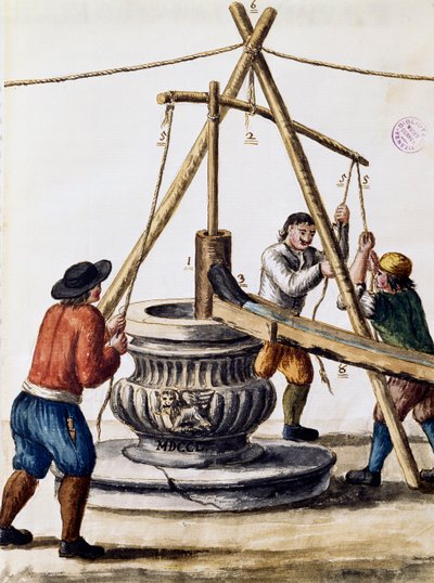 Gräver brunn, illustration från Illustrerad bok med venetianska dräkter, av Jan Grevenbroeck (1731-1807), akvarell, Italien av Jan van Grevenbroeck