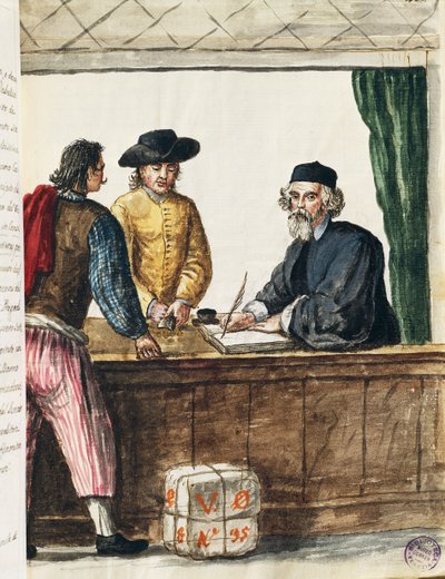 Framstående köpman, illustration från illustrerad bok med venetianska dräkter, av Jan Grevenbroeck (1731-1807), akvarell, Italien av Jan van Grevenbroeck