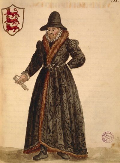 Balozi wa Kiingereza, na Jan van Grevenbroeck au Giovanni Grevembroch (1731-1807), Gli Abiti de Veneziani, kutoka kwa kitabu kilichoonyeshwa cha mavazi, rangi ya maji av Jan van Grevenbroeck