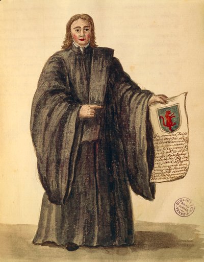 Chioggias stora kansler, av Jan van Grevenbroeck eller Giovanni Grevembroch (1731-1807), Gli Abiti de Veneziani, från illustrerad kostymbok, akvarell av Jan van Grevenbroeck
