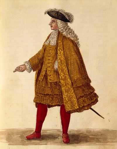 Riddardräkt, av Jan van Grevenbroeck eller Giovanni Grevembroch (1731-1807), Gli Donne de Veneziani, från illustrerad kostymbok, akvarell av Jan van Grevenbroeck
