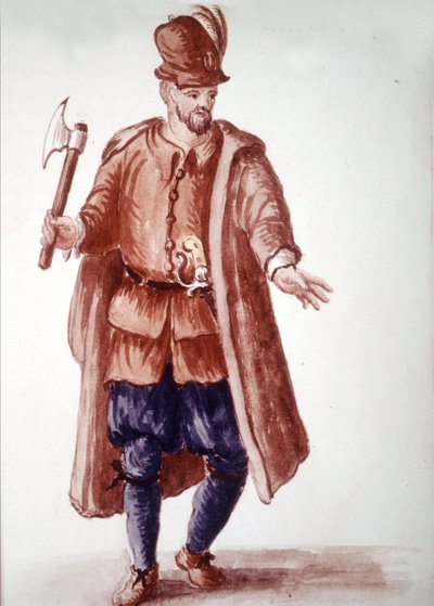 Scapolo di galéa: Betald roddare på galärerna på 1700-talet. Akvarellteckning och tusch från manuskriptet "Venitianernas seder"" av Jan van Grevenbroeck (eller Giovanni Grevembroch (Grevenbroch) (1731-1807) av Jan van Grevenbroeck