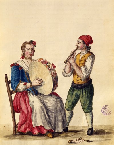 Venetiansk musiker (penna & bläck och wc på papper) av Jan van Grevenbroeck