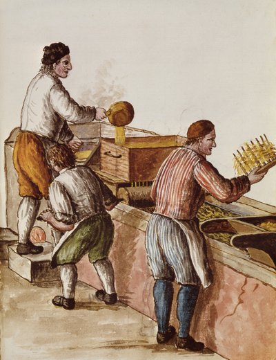 Venetian Wax Refinery (penna, bläck & wc på papper) av Jan van Grevenbroeck