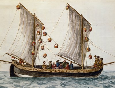 Venetiansk båt prydd för Frälsarens högtid, av Jan Grevenbroeck (1731-1807), akvarell, Italien av Jan van Grevenbroeck