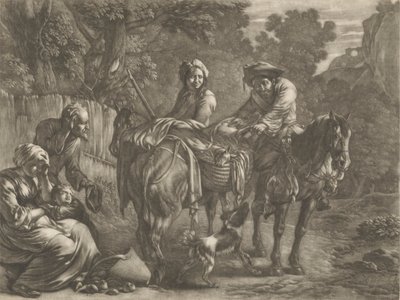 Plundrare, rånar en bonde och hans fru av Jan van Huchtenburg