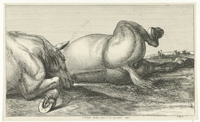 Två döda hästar liggande i rad Dead Horses (serietitel) av Jan van Huchtenburg