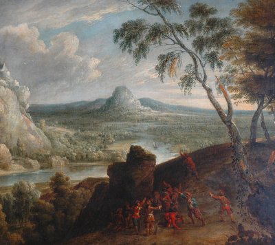 Landskap med Banditti i bakhåll av Jan van Huchtenburgh