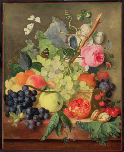 A Basket of Fruit, 1744 (panel) (för par se 86746) av Jan van Huysum