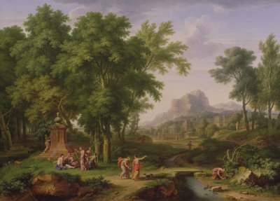 Arkadiskt landskap med en byst av flora, 1724-25 (par till 68872) av Jan van Huysum