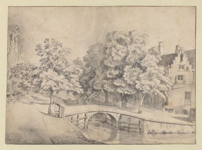 Utsikt över Leidsegracht i Amsterdam, sett från Keizersgracht av Jan van Kessel